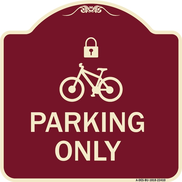 Signmission Parking With Cycle and Lock Symbol Heavy-Gauge Aluminum Architectural Sign, 18" x 18", BU-1818-23410 A-DES-BU-1818-23410 - main